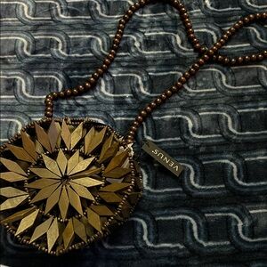 VENUS Brown Beaded Circular Bag